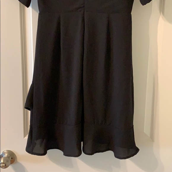 Little Black Dress w/Ruffles & Deep V-neck - Picture 5 of 5